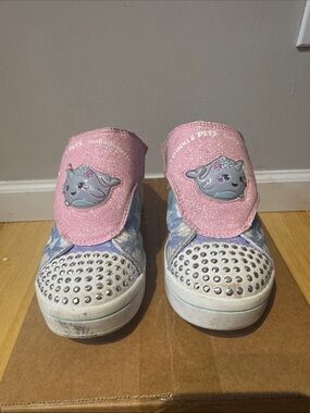 Skechers Kids Light-Up Sneakers in Pink and Blue with Rhinestones